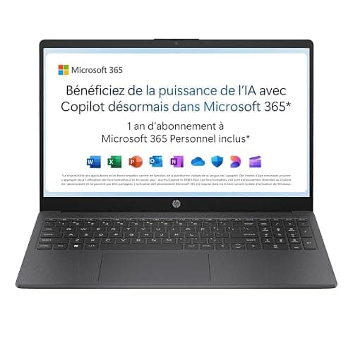 HP 15-fd0001sf Ordinateur Portable 15,6" FHD, PC Portable (Intel Celeron N100, RAM 4 Go, UFS 128 Go, Intel UHD Graphic, Windows 11), Laptop Argent, Clavier AZERTY