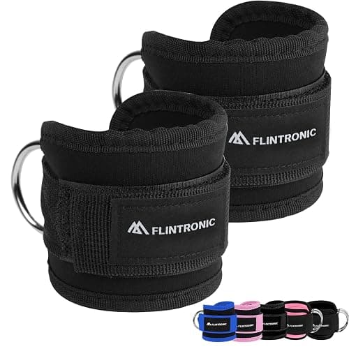 flintronic Sangle Cheville Musculation Poulie, Sangle de Cheville Réglable Gymnastique, Sangles Musculation avec Double Anneau D, Ankle Straps, Accessoires pour Fitness, Sport, Gym, Exercice, Tirage