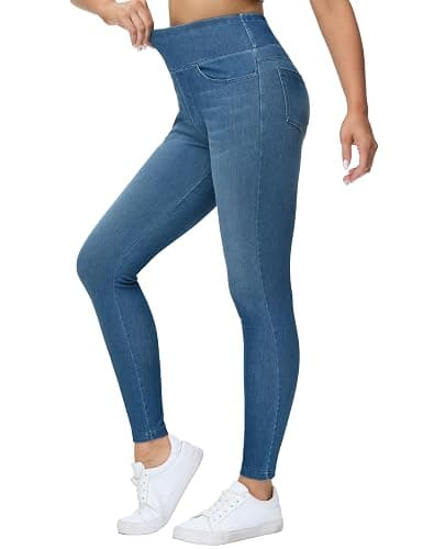 THE GYM PEOPLE Jeggings taille haute pour femme - Extensible - Contrôle du ventre - Legging skinny avec poches